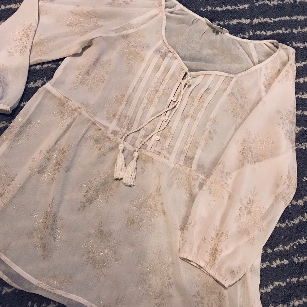 Charming Charlie blouse with gold sheen